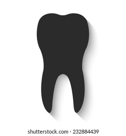 tooth icon - gray vector illustration with shadow