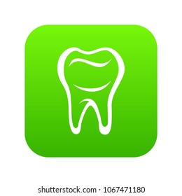 Tooth icon green vector isolated on white background