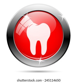 Tooth icon. Internet button on white background. 