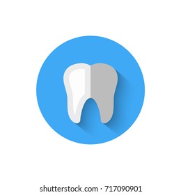 Tooth icon isolated in flat design style vector illustration. Modern, minimalist icon on the theme of stomatology in stylish colors. Website and design for mobile apps and other projects of yours