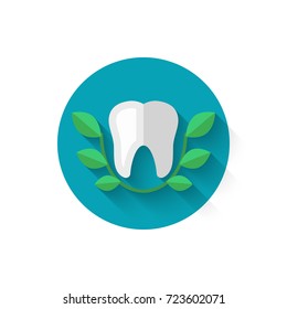 Tooth icon isolated in flat design style vector illustration. Modern, minimalist icon on the theme of stomatology in stylish colors. Website and design for mobile apps and other projects of yours