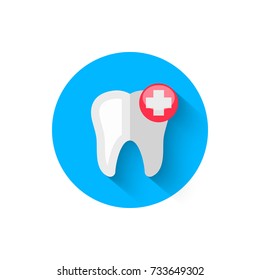 Tooth icon isolated in flat design style vector illustration. Modern, minimalist icon on the theme of stomatology in stylish colors. Website and design for mobile apps and other projects of yours