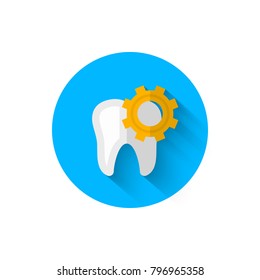 Tooth icon isolated in flat design style vector illustration. Modern, minimalist icon on the theme of stomatology in stylish colors. Website and design for mobile apps and other projects of yours