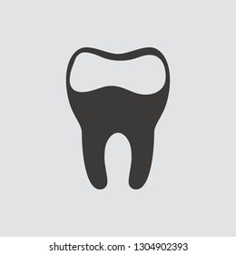 Tooth icon isolated of flat style. Vector illustration.