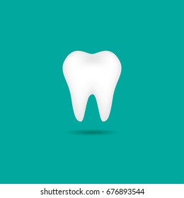 Tooth icon isolated on green background. Dentistry symbol for your web site design, logo. Vector illustration