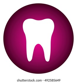 Tooth icon. isolated, white on pink background.