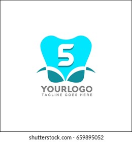 Tooth icon letter m logo design. Dental vector illustration. Letter 5