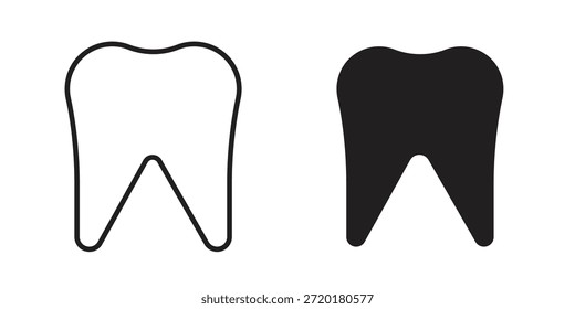 Icono de diente en diseño de línea. Sencillo Vector de iconos