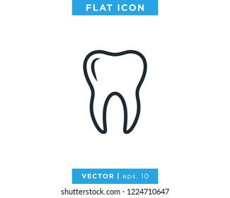 Tooth Icon Line Vector Design Template On White Background. Editable Stroke.