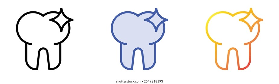 tooth icon. Linear, Blue Fill and Gradient Style Design Isolated On White Background