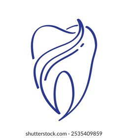 Icono del diente en estilo lineal para la clínica dental en el fondo blanco. Ilustración vectorial