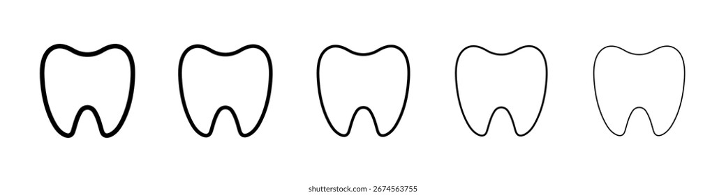 Tooth icon logo in stroke lines collection