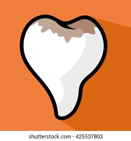 Tooth icon with long shadow. Flat design style. Tooth silhouette. Simple icon. Modern flat icon in stylish colors. Web site page and mobile app design element