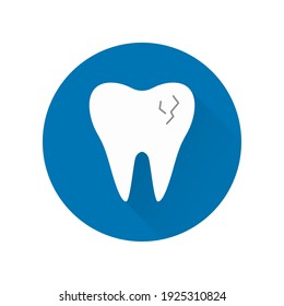 Icono dental con sombra larga. Cartel para la clínica odontológica. Concepto de ortodoncia.