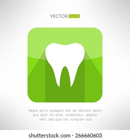 Tooth icon made in modern clean and simple flat design. Dental sign with long shadow. Vector illustration