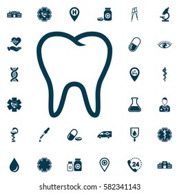 Tooth Icon, medical set on white background.