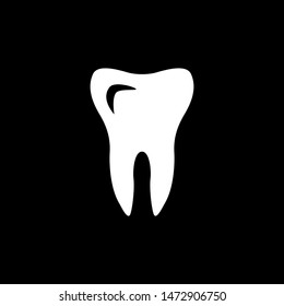 Tooth Icon On Black Background. Dental Black Flat Style Vector Illustration