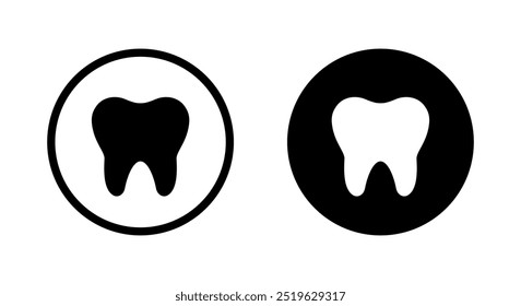 Ícone de dente em círculo preto. Ilustração de molares médicos