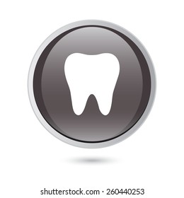 tooth icon on  black glossy button.