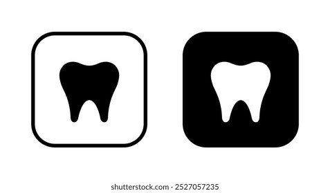 Ícone de dente no quadrado preto. Conceito de molares médicos