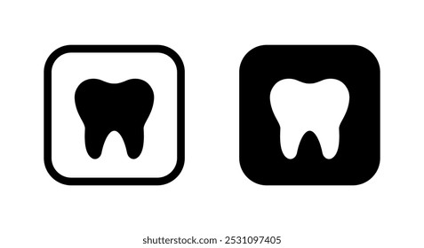 Ícone de dente no quadrado preto. Ilustração de molares médicos