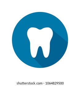 Tooth icon on blue background. Vector illustration.