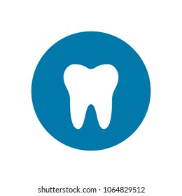 Tooth icon on blue background. Vector illustration.