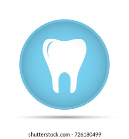 Tooth icon on a circle on a white background. Vector illustration