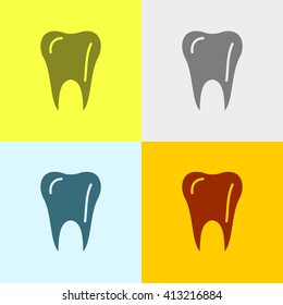 Tooth Icon on Four Different Backgrounds. Eps-10.