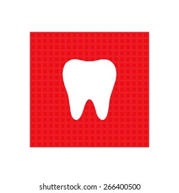 tooth icon on  red square button.