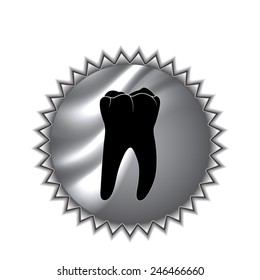 Tooth Icon on round sticker