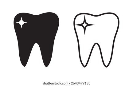 Tooth icon on a white background. Silhouette of tooth vector symbol and sign. Dental, teeth icon, Outline of tooth symbol design for app, web, logo, UI, UX. Vector illustration.