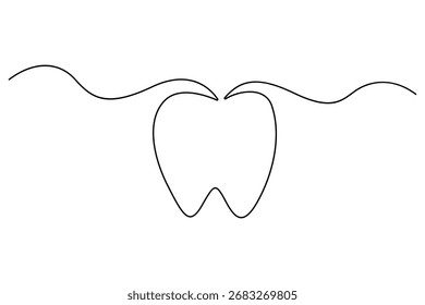 Icono de diente una línea continua de dibujo de cuidado dental esquema minimalista estilo ilustración
