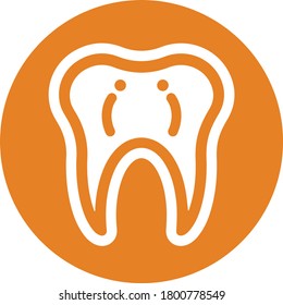 Tooth icon, orange vector graphics