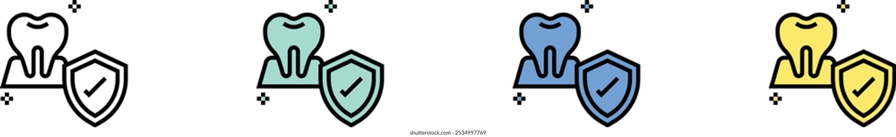 tooth icon. Outline, Green, Blue and Yellow Style Design Isolated On White Background