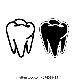 TOOTH ICON Outline And  Silhouette Vector