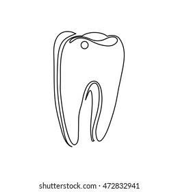 Tooth icon in outline style isolated on white background