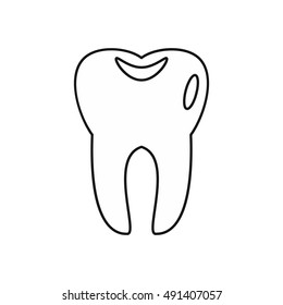 Tooth icon in outline style on a white background vector illustration