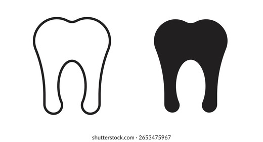 Tooth icon, outline vector sign, linear and solid style pictogram isolated on white.