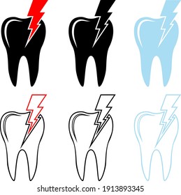 Tooth Icon, Pain in Tooth Vector Illustration