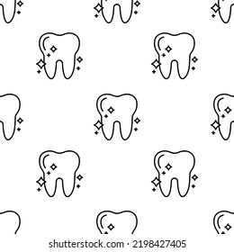 tooth icon pattern. Seamless tooth pattern on white background.