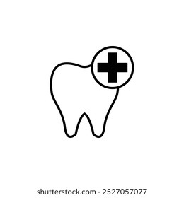 Ícone De Dente Com Sinal De Mais Símbolo De Dentes Saudáveis. Dental Care, Odontologia, Conceito de Saúde Dental.