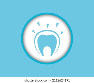 The tooth icon, in a protective shell from the effects of external factors, placed on a white background. Dental treatment.