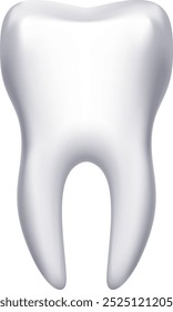 Ícone de dente. Molar branco realista. Cuidados dentários