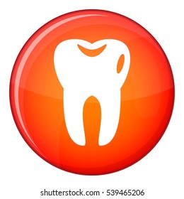 Tooth icon in red circle isolated on white background vector illustration