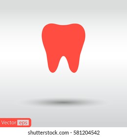 tooth icon, red icon eps 10