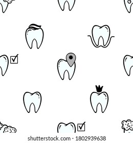  Tooth icon seamless pattern dental treatment isolated. Vector illustration