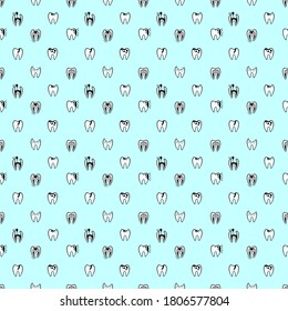  Tooth icon seamless pattern dental treatment isolated. Vector illustration