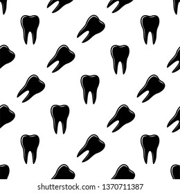 Tooth Icon, Tooth Seamless Pattern Vector Art Illustration