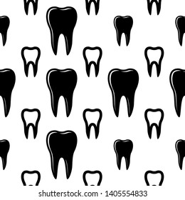 Tooth Icon, Tooth Seamless Pattern Vector Art Illustration